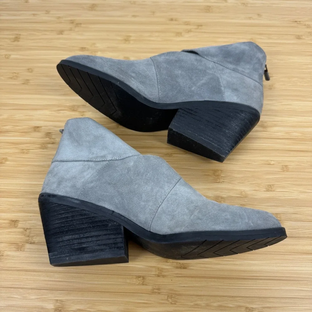 EILEEN FISHER Tornado Gray Suede Wedge Booties Ankle Boots Women Size‎ 8.5